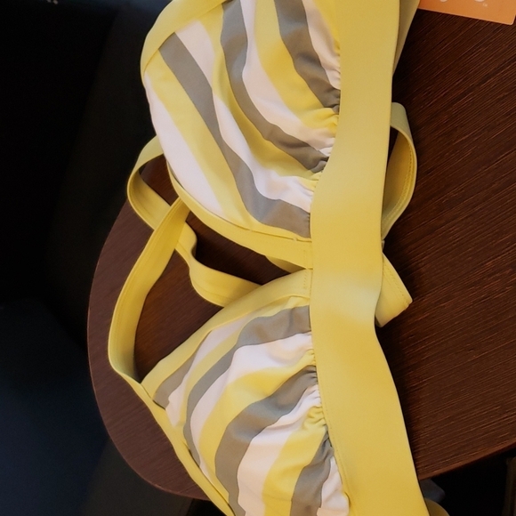 Kona Sol Triangle Bikini Set - Yellow, White and Green Size 1X (16W-18W) - Picture 2 of 9